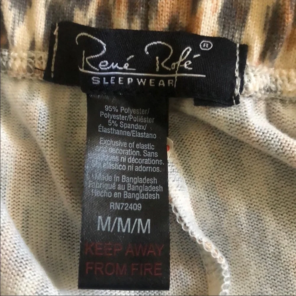 Rene Rofe Animal Print Lounge Pajamas size Medium